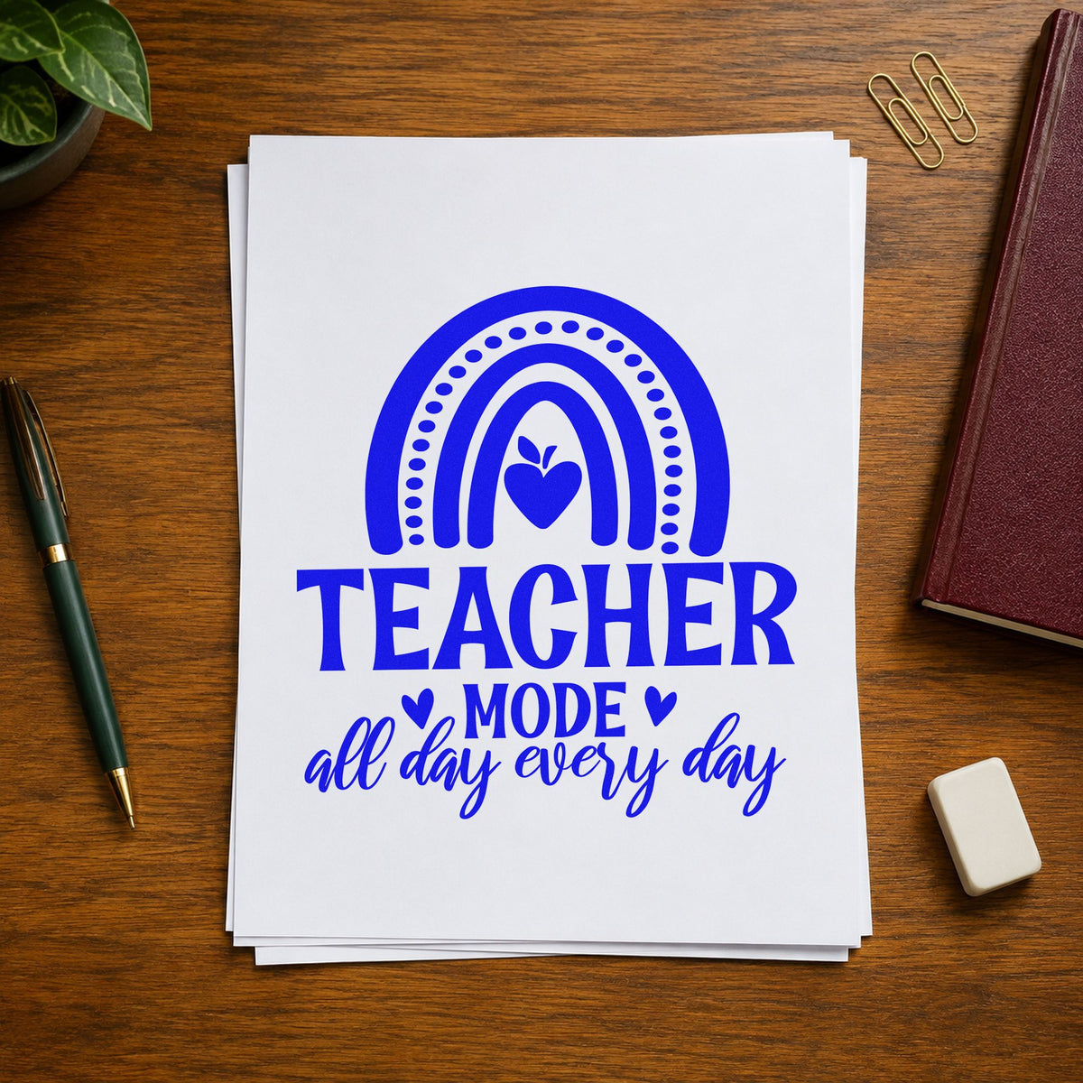 Teacher Mode Rainbow Apple Slim Pre-Inked Stamp in use 5