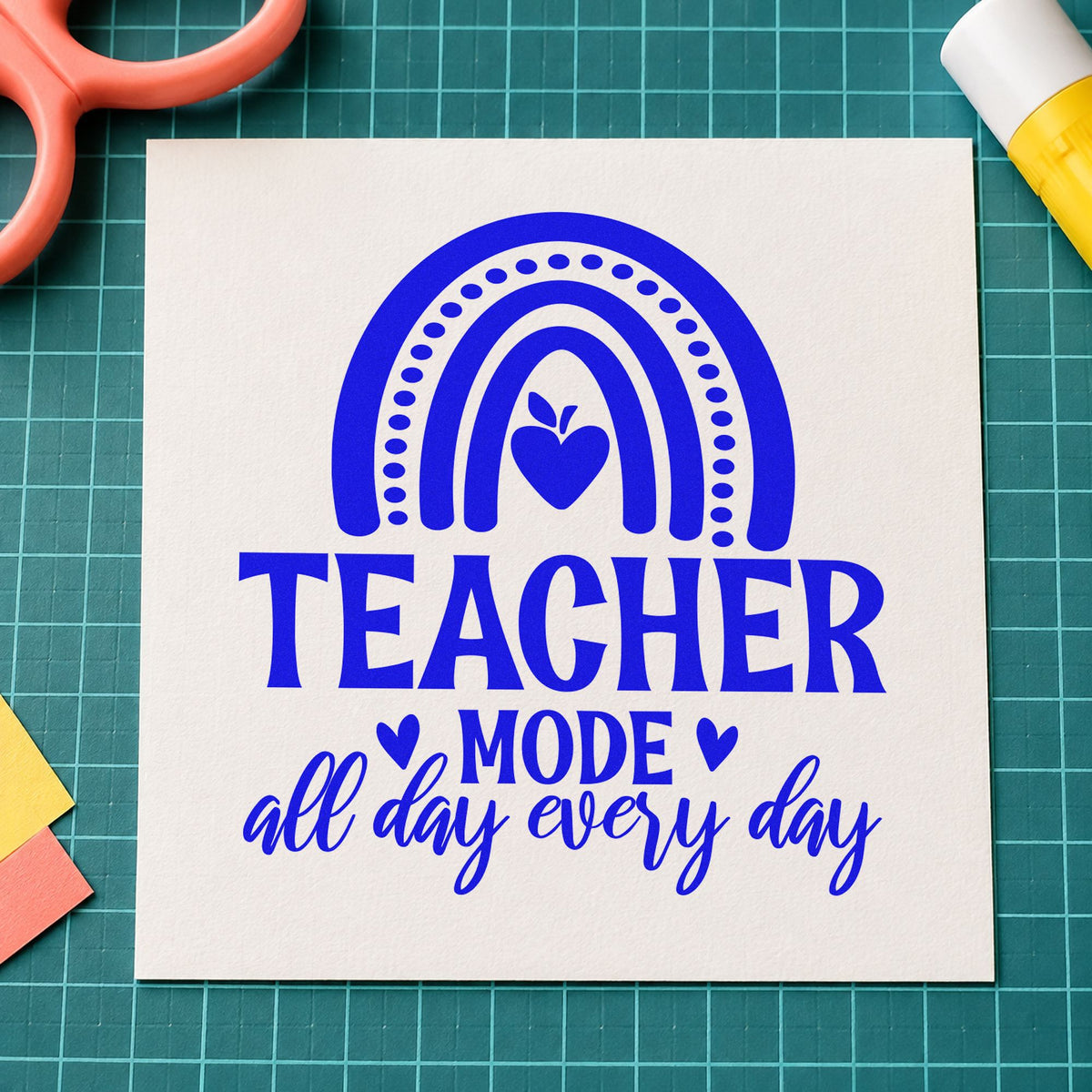 Teacher Mode Rainbow Apple Slim Pre-Inked Stamp in use 6