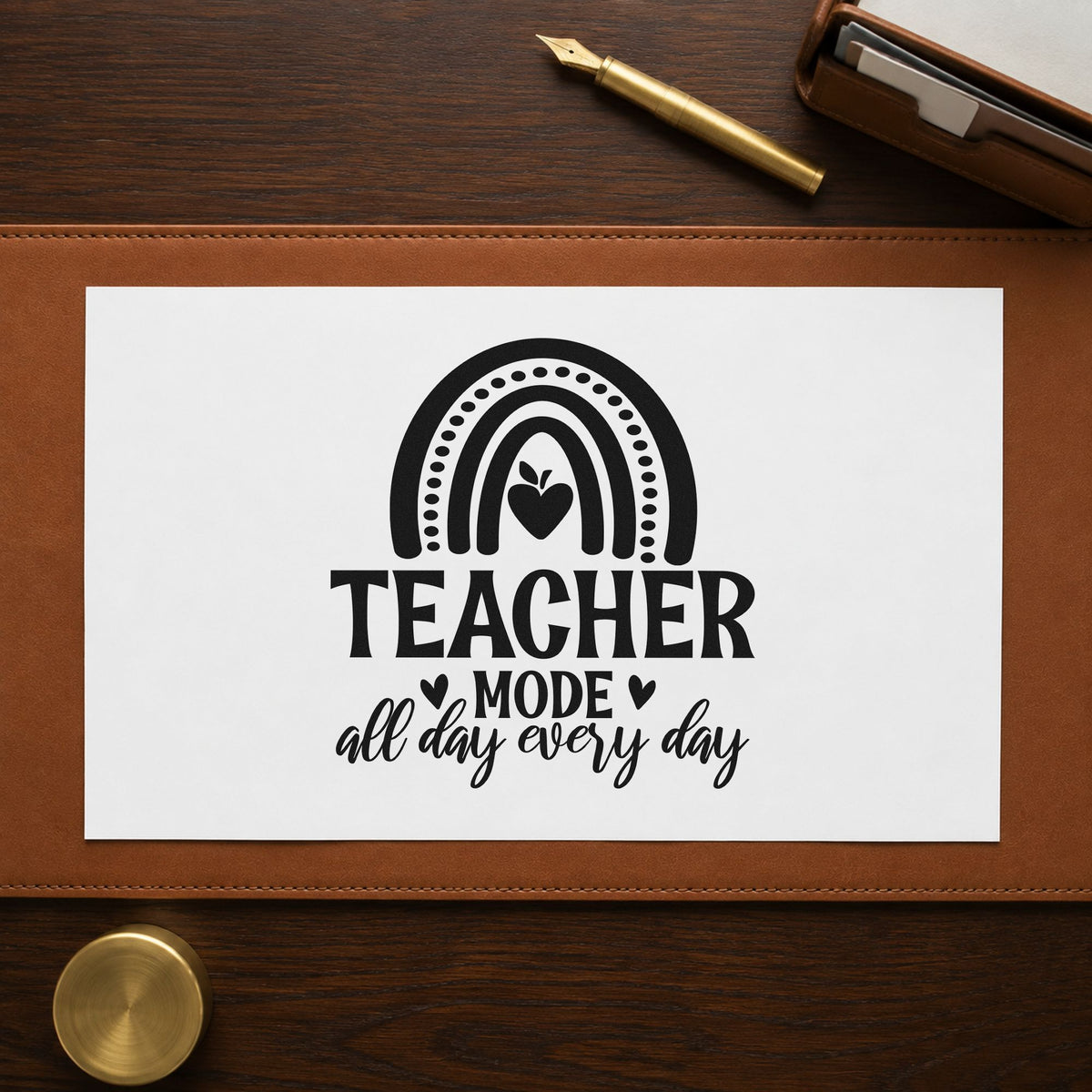 Teacher Mode Rainbow Apple Slim Pre-Inked Stamp in use 9
