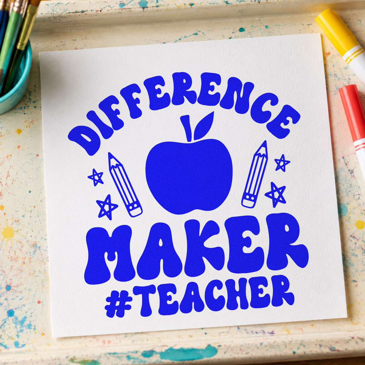 Difference Maker Teacher Apple Hand Stamp – Duo in use 6