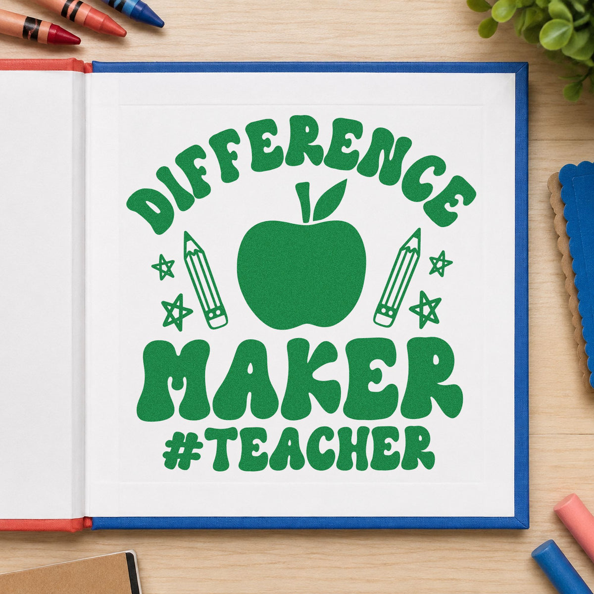 Difference Maker Teacher Apple Hand Stamp – Duo in use 8