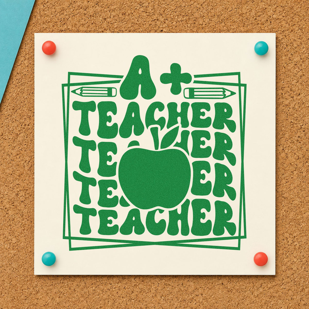 A Plus Teacher Repeated Framed Lettering Pre-Inked Stamp – Slim in use 3