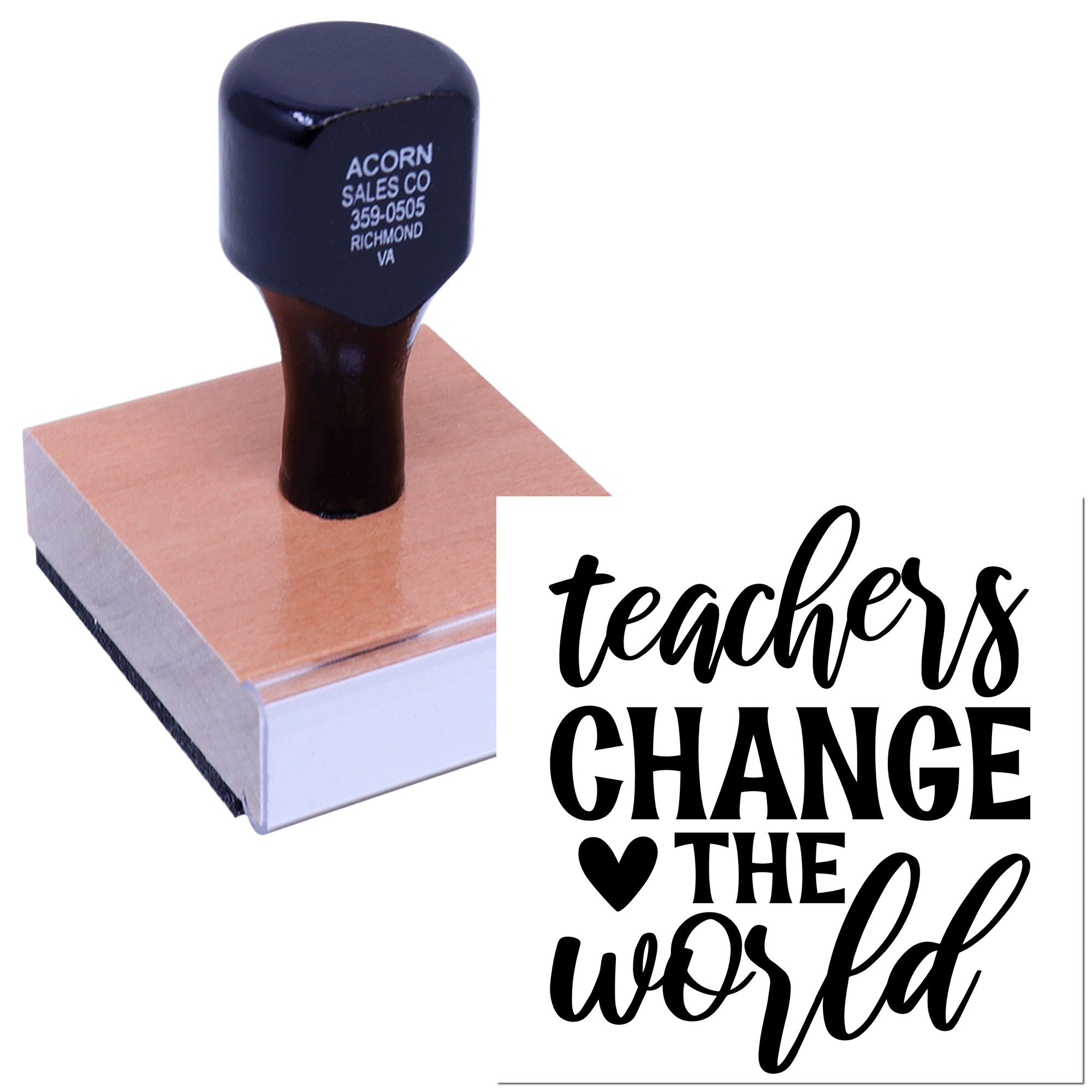 Teachers Change the World rubber stamp design for teacher appreciation cards, classroom projects, and school crafts.