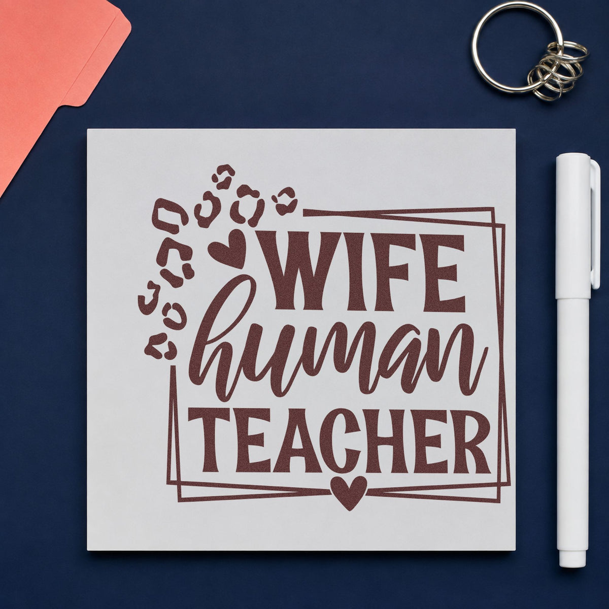 Wife Human Teacher Frame Self-Inking Stamp in use 4