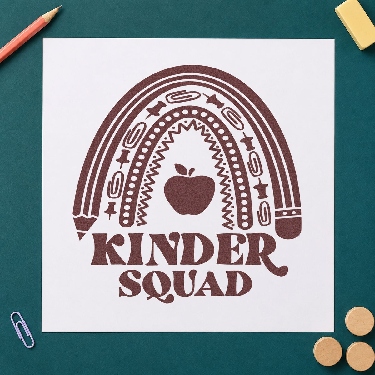 Kinder Squad Rainbow Apple Pencil PSI Pre-Inked Stamp in use 4