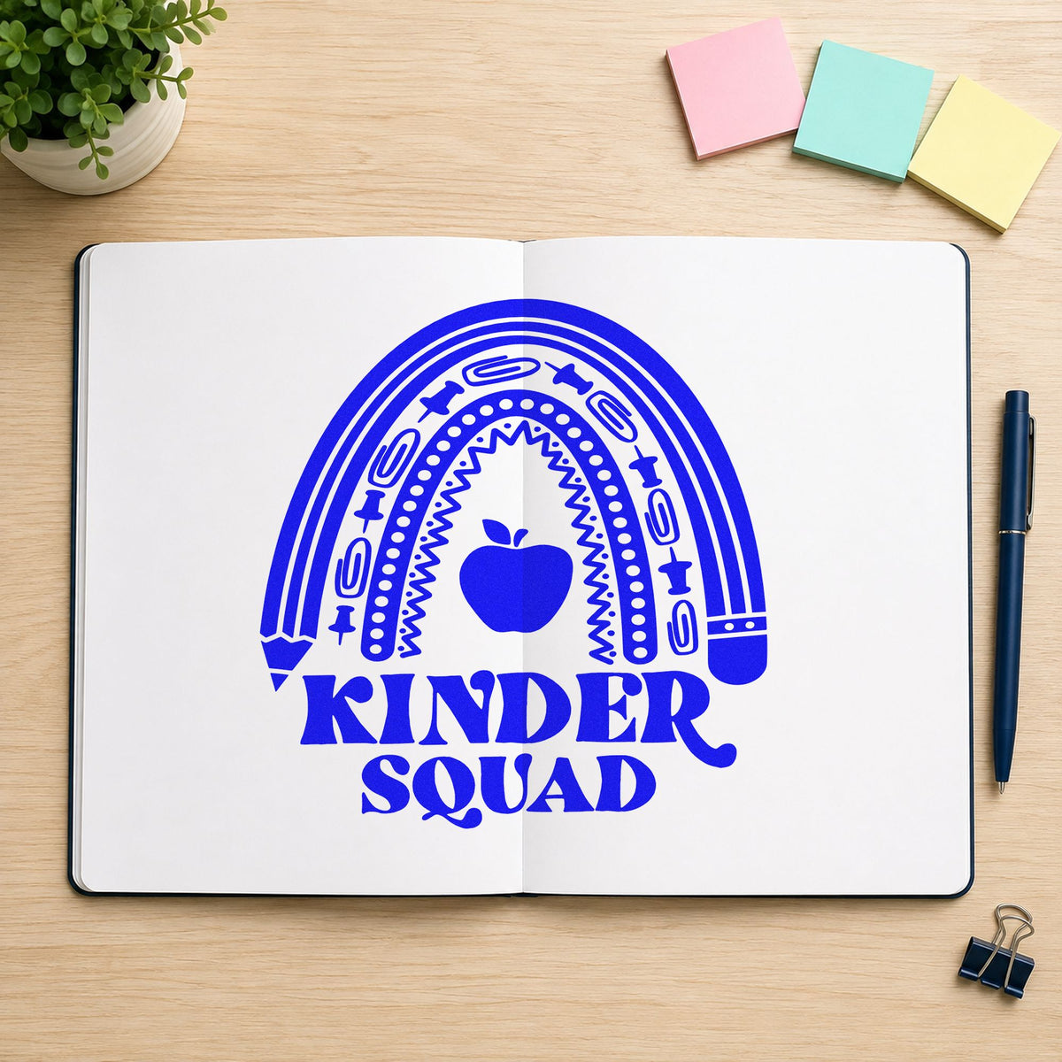 Kinder Squad Rainbow Apple Pencil PSI Pre-Inked Stamp in use 5