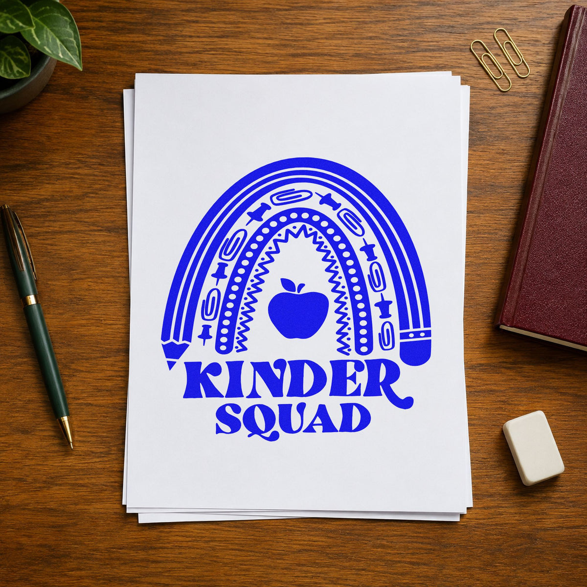 Kinder Squad Rainbow Apple Pencil PSI Pre-Inked Stamp in use 6