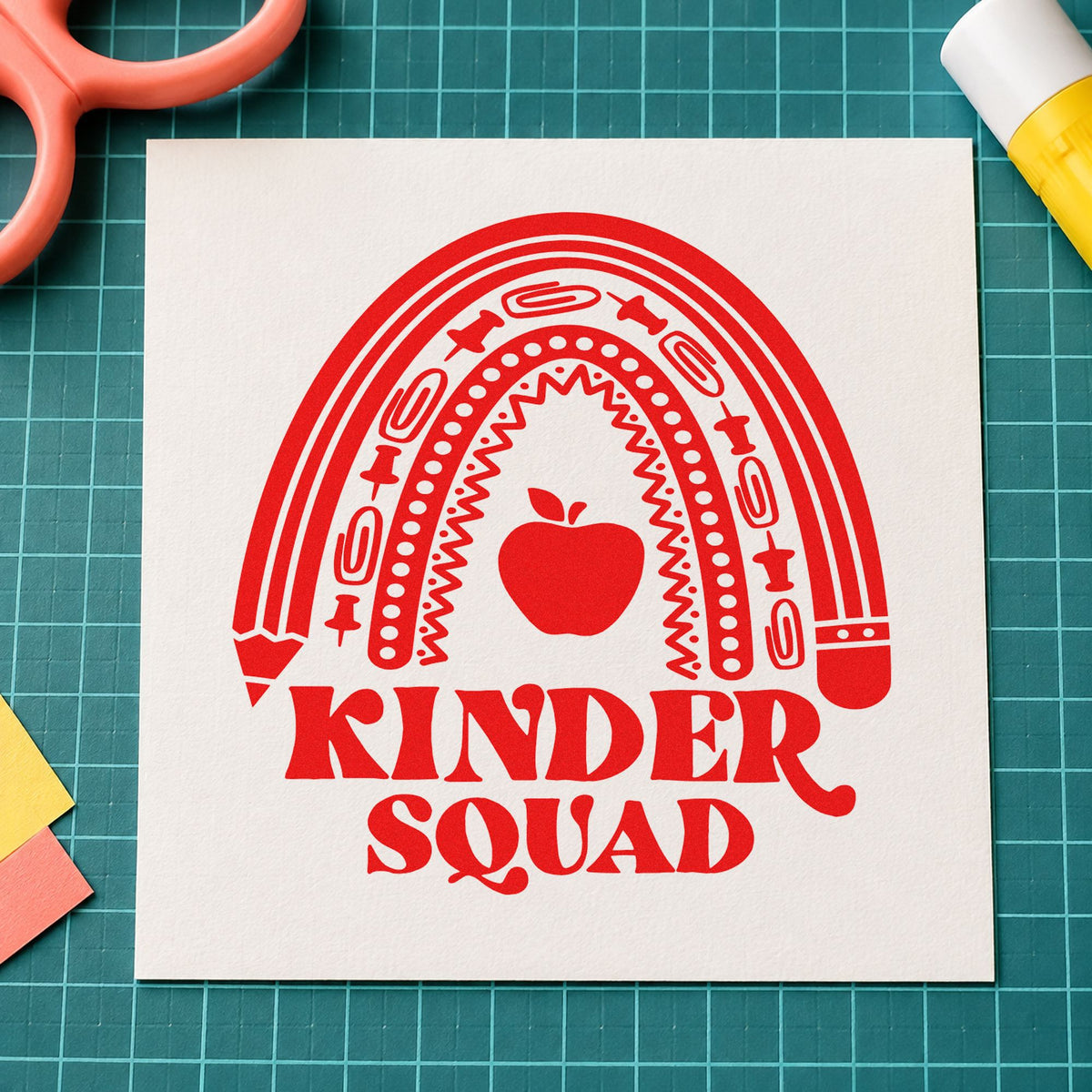 Kinder Squad Rainbow Apple Pencil PSI Pre-Inked Stamp in use 7