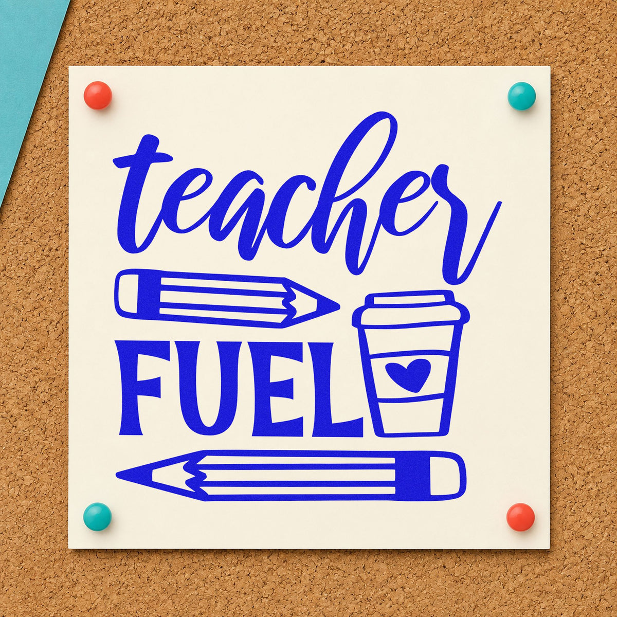 Teacher Fuel Coffee Pencils Rubber Stamp – Duo Hand in use 5