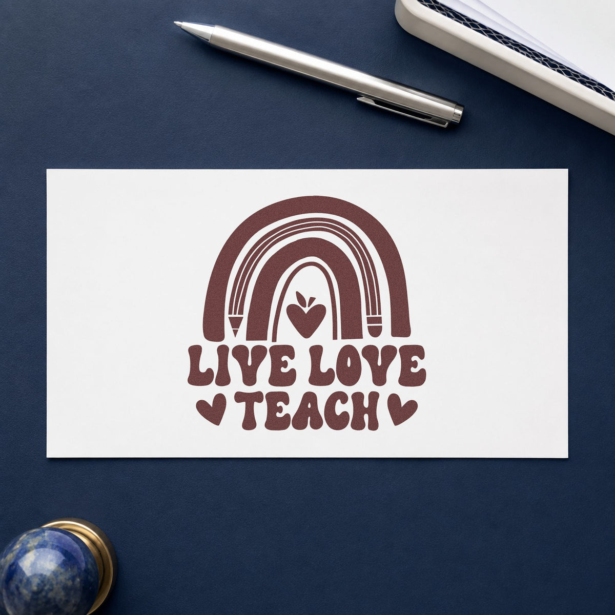 Live Love Teach Rainbow Pre-Inked Stamp – PSI in use 4