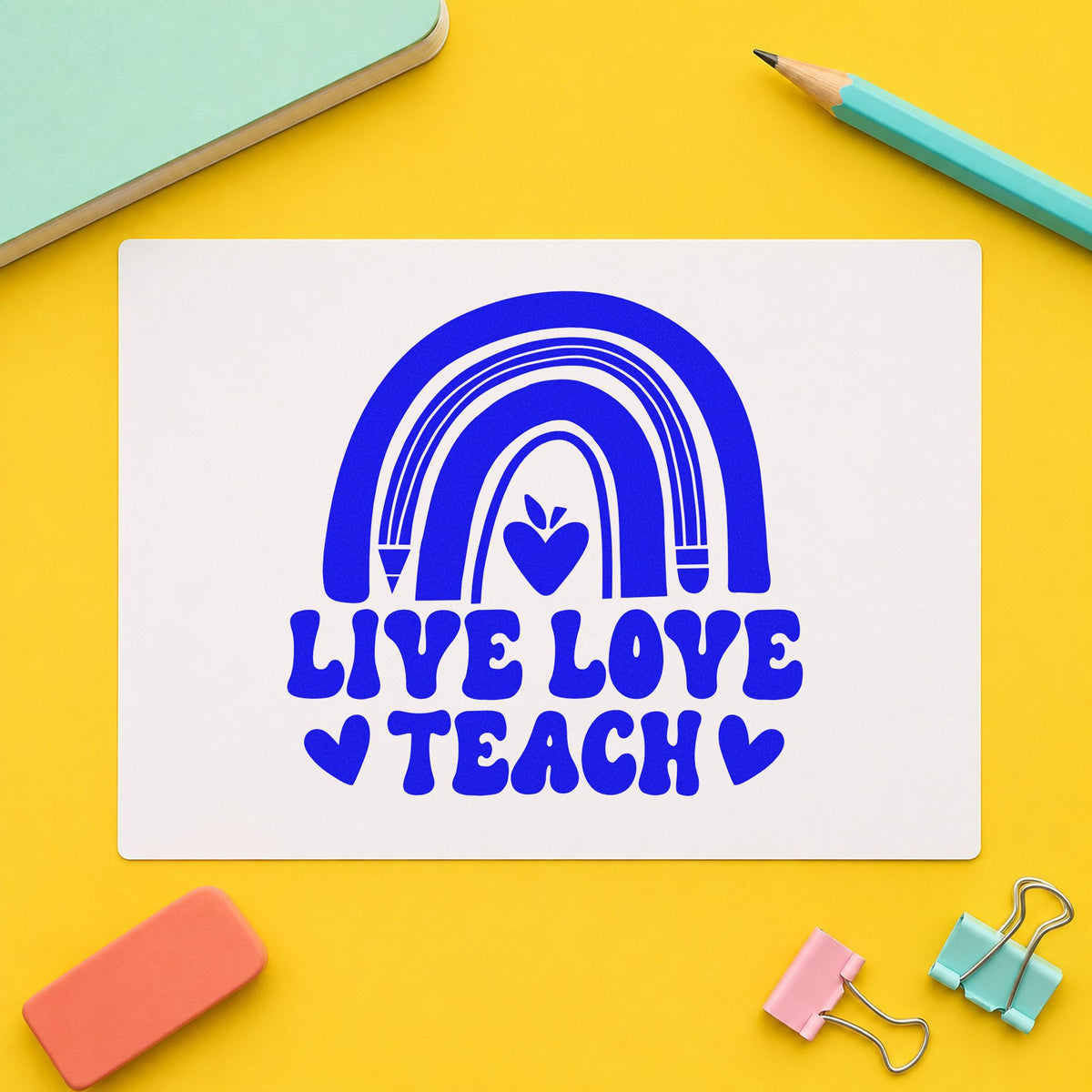 Live Love Teach Rainbow Pre-Inked Stamp – PSI in use 5