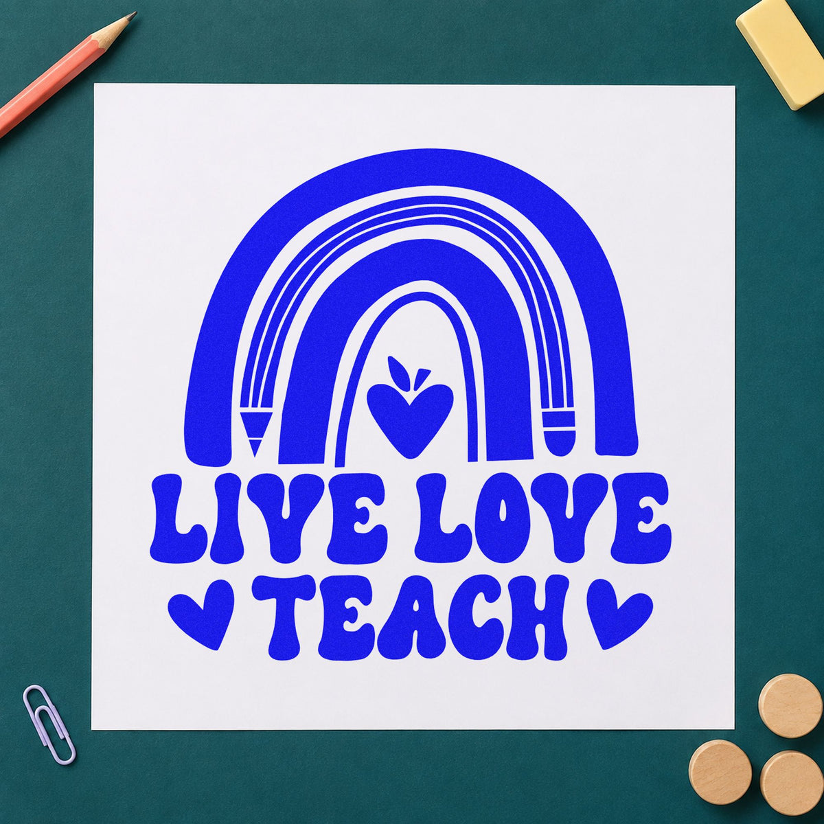 Live Love Teach Rainbow Pre-Inked Stamp – PSI in use 6