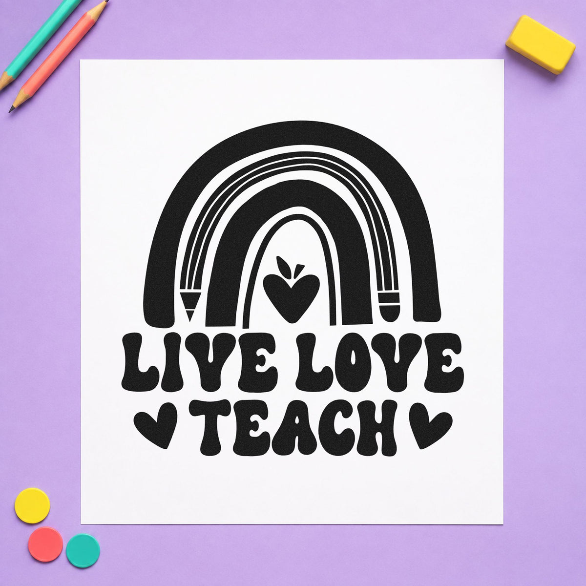 Live Love Teach Rainbow Pre-Inked Stamp – PSI in use 9