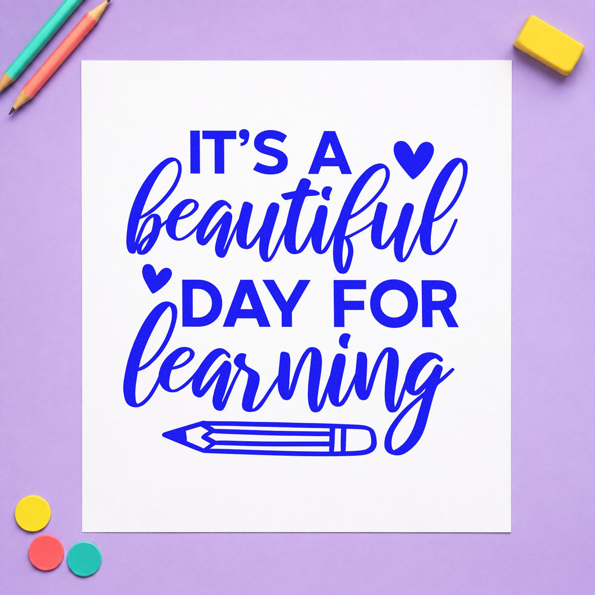 It's A Beautiful Day For Learning Pre-Inked Stamp – Slim in use 6
