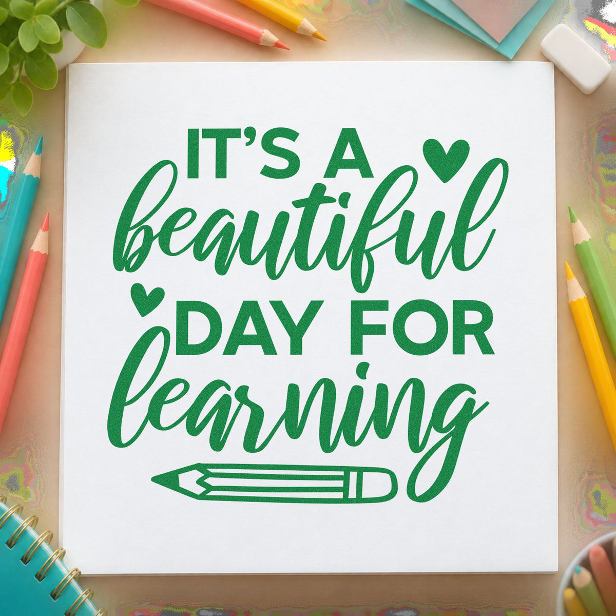 It's A Beautiful Day For Learning Pre-Inked Stamp – Slim in use 8