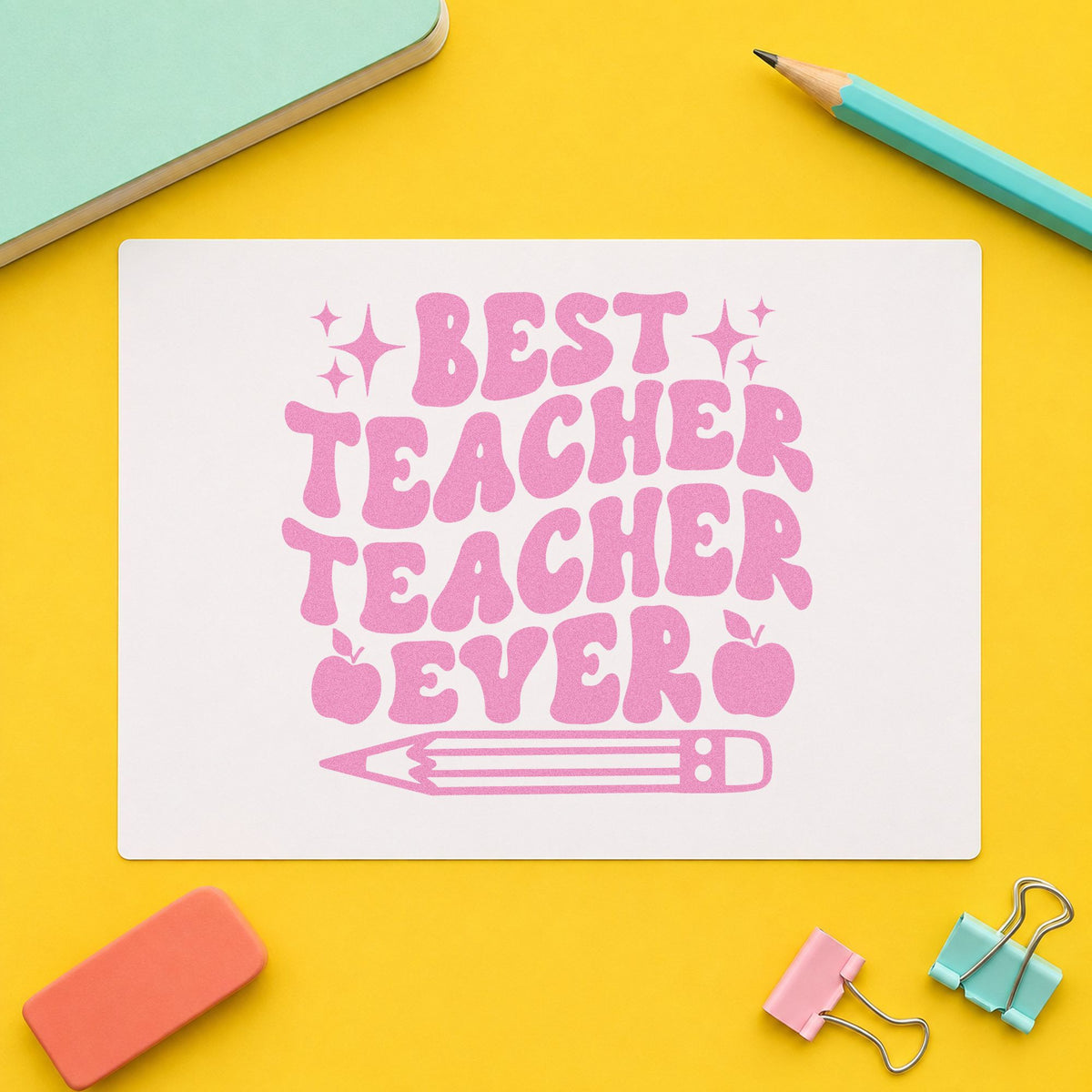 Best Teacher Teacher Ever Rubber Stamp – Duo Hand in use 10