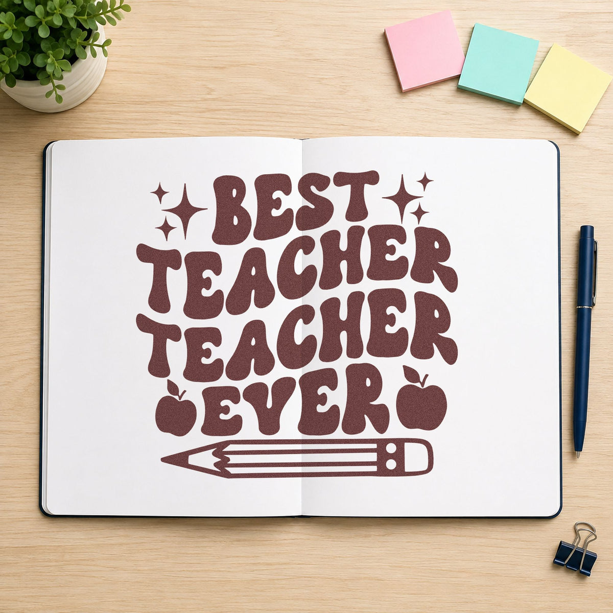Best Teacher Teacher Ever PSI Pre-Inked Stamp in use 4