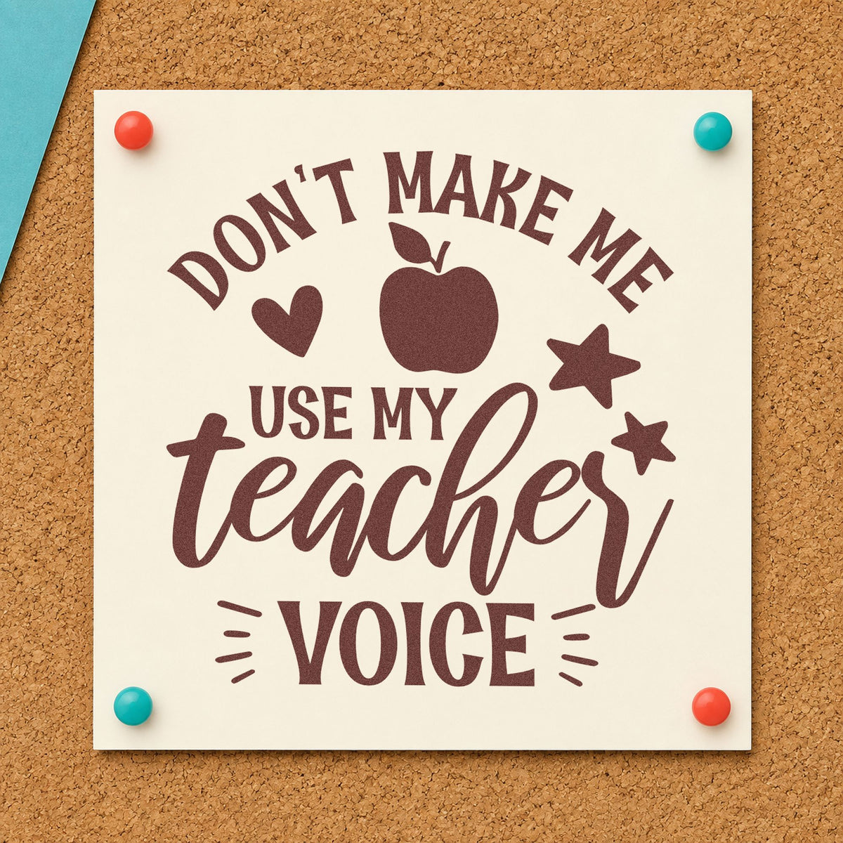 Don't Make Me Use My Teacher Voice Apple Slim Pre-Inked Stamp in use 4