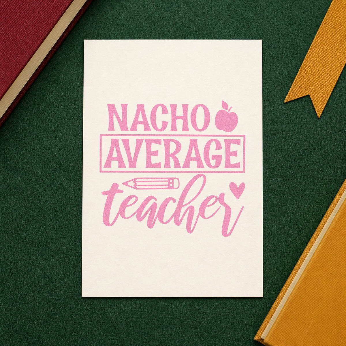 Nacho Average Teacher Apple Pencil Hand Stamp – Duo in use 10