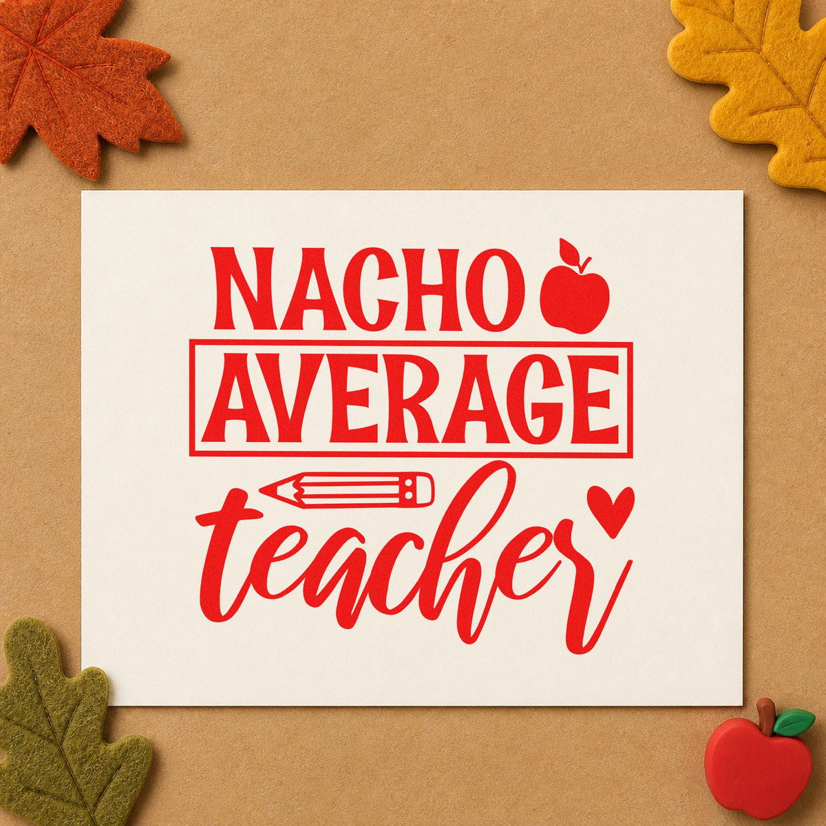 Nacho Average Teacher Apple Pencil Hand Stamp – Duo in use 7