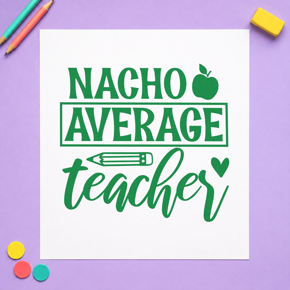 Nacho Average Teacher Apple Pencil Hand Stamp – Duo in use 8