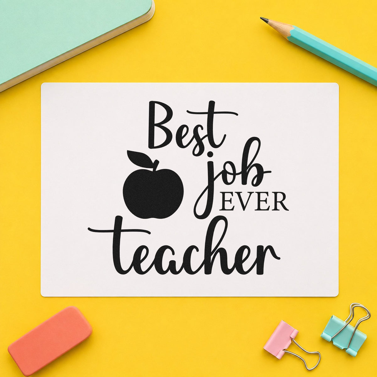 Best Job Ever Teacher Apple Self-Inking Stamp in use 9
