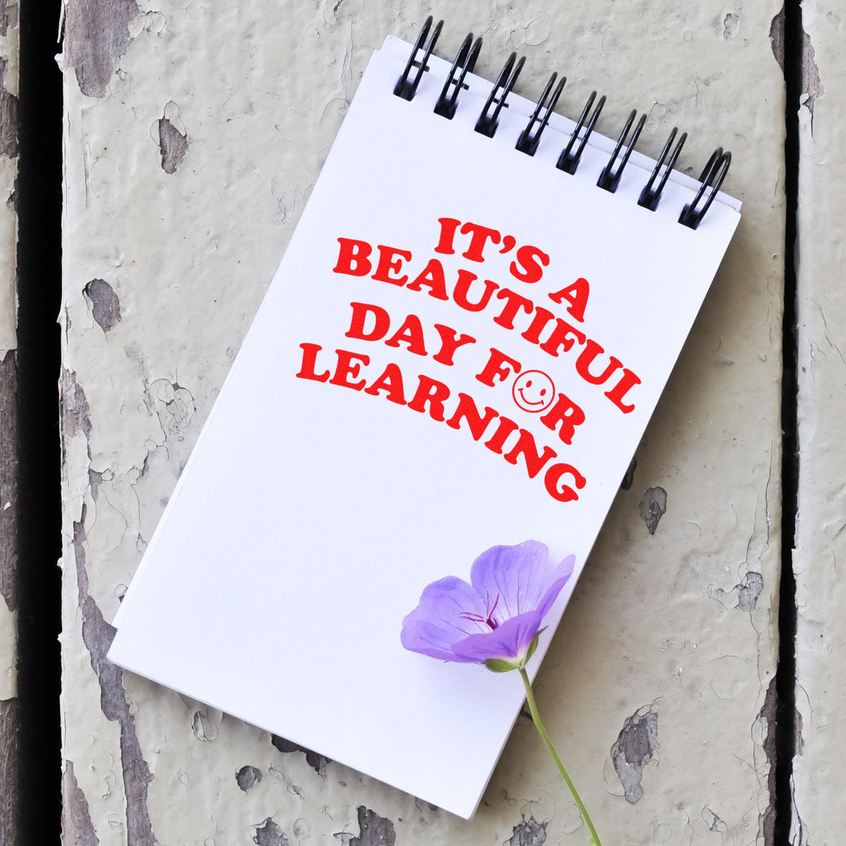Teacher rubber stamp design reading Its a beautiful day for learning, ideal for classroom motivation and inspirational stamping.