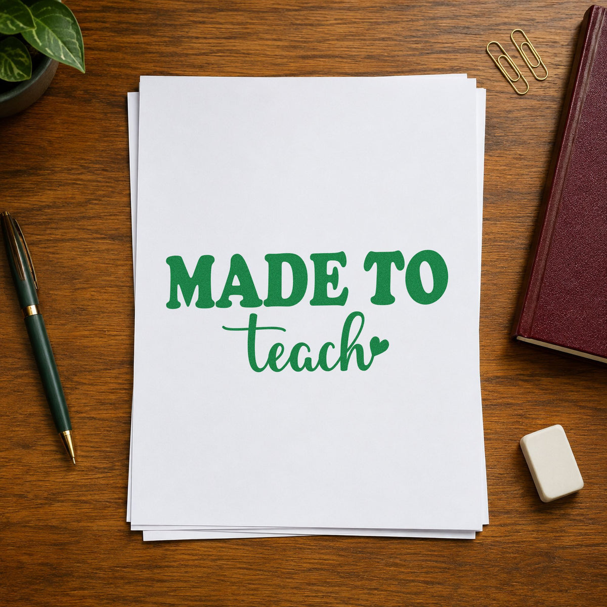 Made To Teach Heart Script Lettering Stamp – Self-Inking in use 3