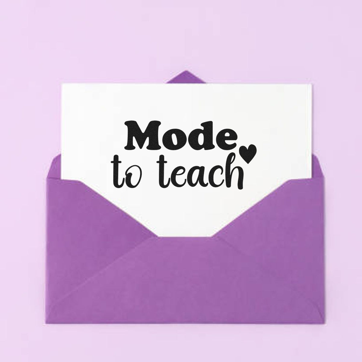Teacher rubber stamp design with "Made to Teach" message, perfect for classroom gifts.