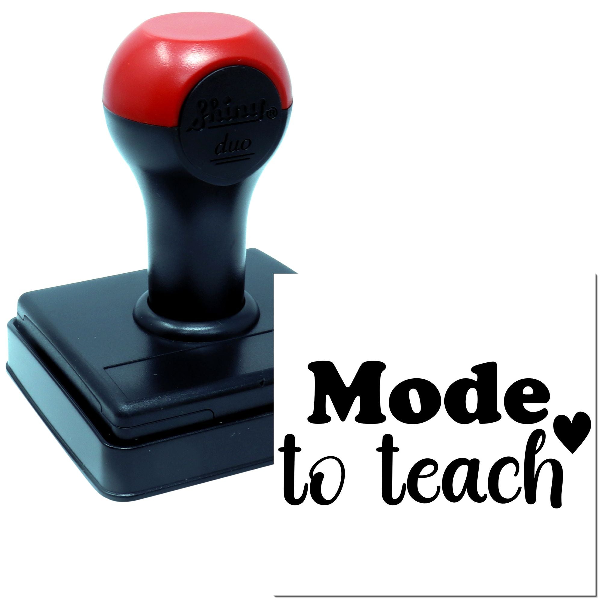 Self-inking rubber stamp with Mode to teach design for teacher crafts, classroom projects, and personalized stamping.