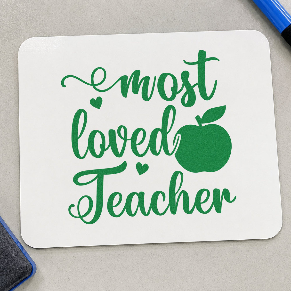 Self-Inking Most Loved Teacher Apple With Hearts Stamp in use 3