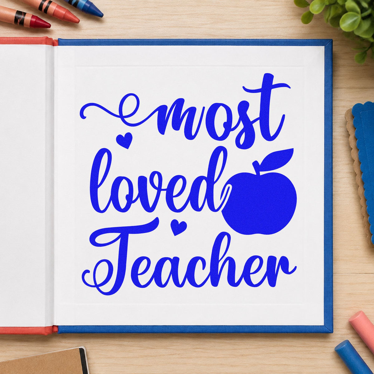 Most Loved Teacher Apple With Hearts Stamp – Duo Hand in use 6