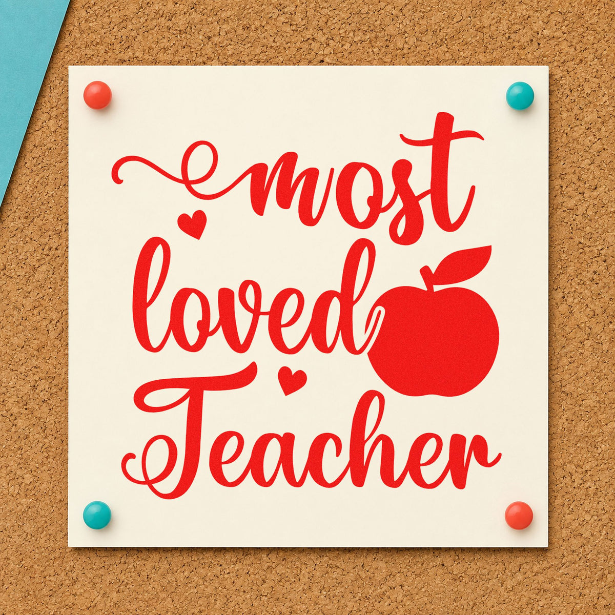 Self-Inking Most Loved Teacher Apple With Hearts Stamp in use 7
