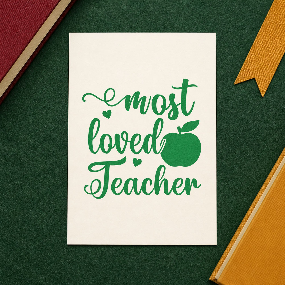 Most Loved Teacher Apple With Hearts Stamp – Duo Hand in use 8