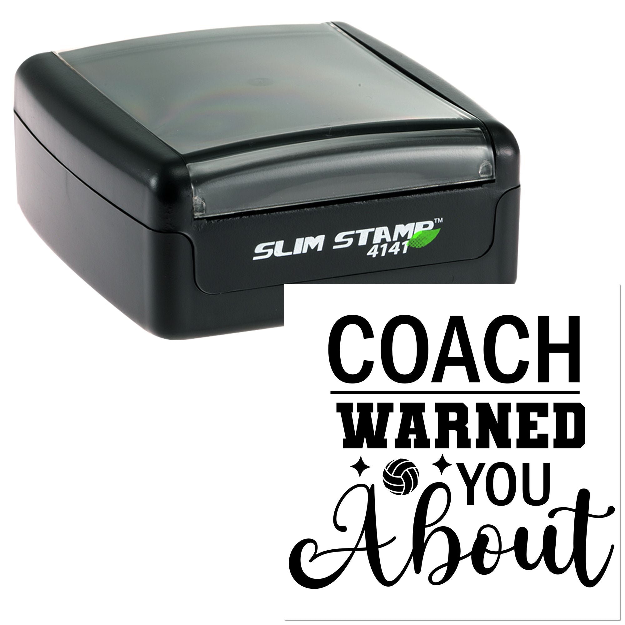 Custom self-inking rubber stamp with Coach Wanted You About design for coach appreciation and sports messaging.