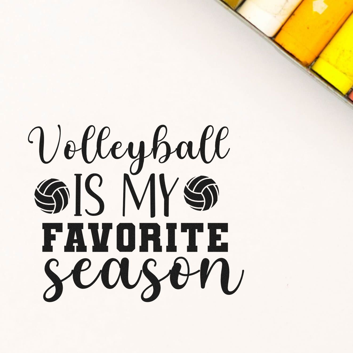 Volleyball is my favorite season rubber stamp design with volleyball icons for sports crafts, cards, and handmade gifts.