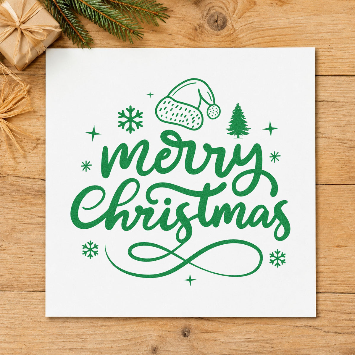 Merry Christmas Hat And Tree Compact Pre-Inked Stamp – Slim in use 6