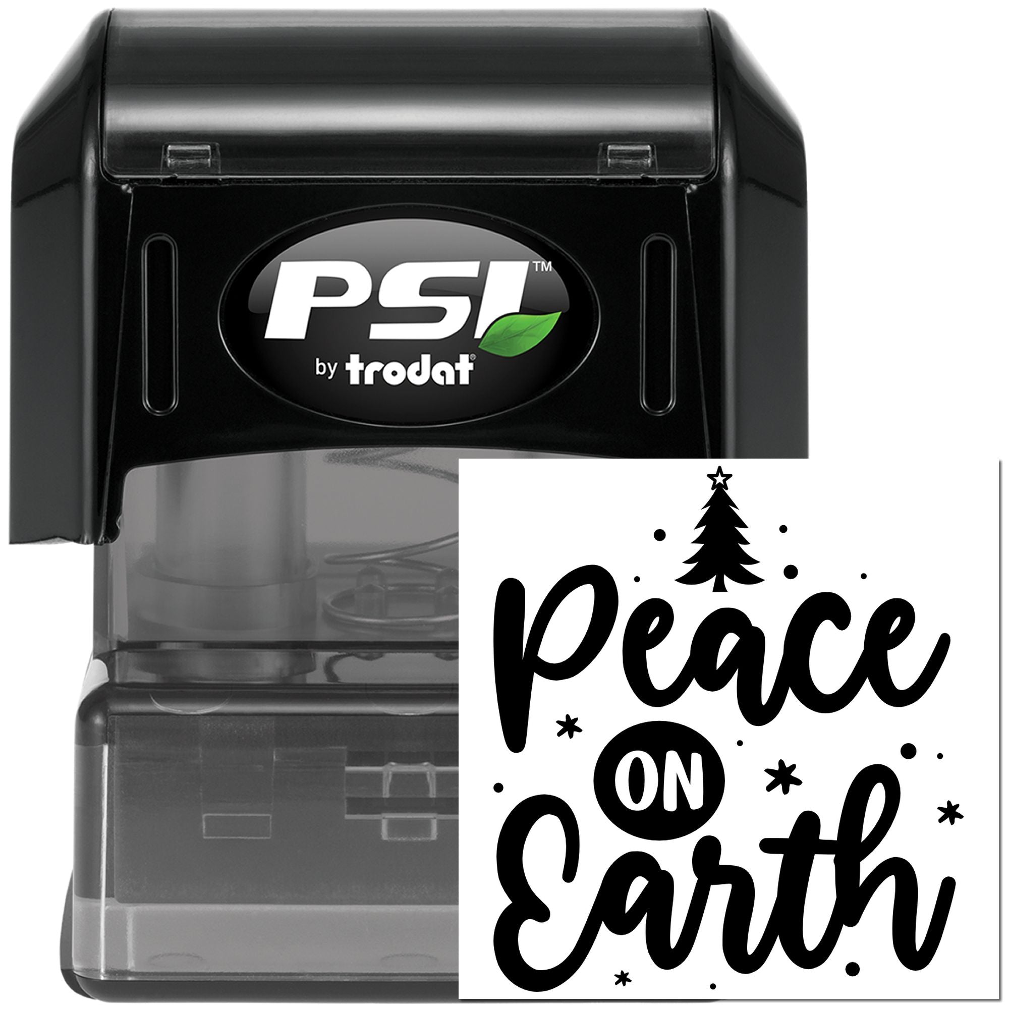PSI by trodat self-inking rubber stamp with Peace on Earth holiday design for Christmas cards and seasonal crafting