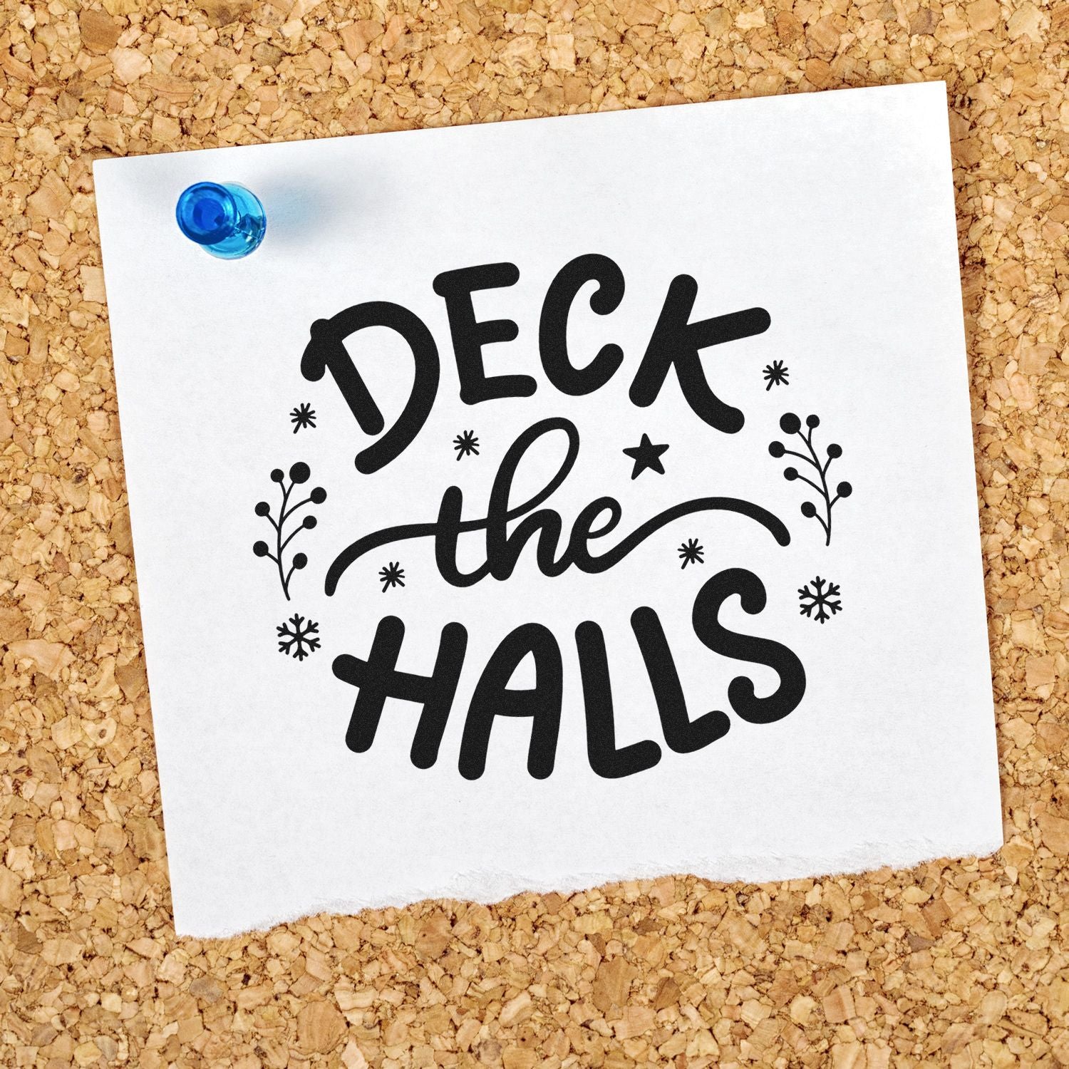 Deck the Halls Christmas rubber stamp design for holiday cards, scrapbook pages, and festive handmade crafts.