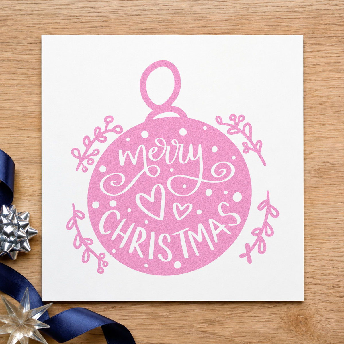 Merry Christmas Round Ornament Slim Pre-Inked Stamp in use 10