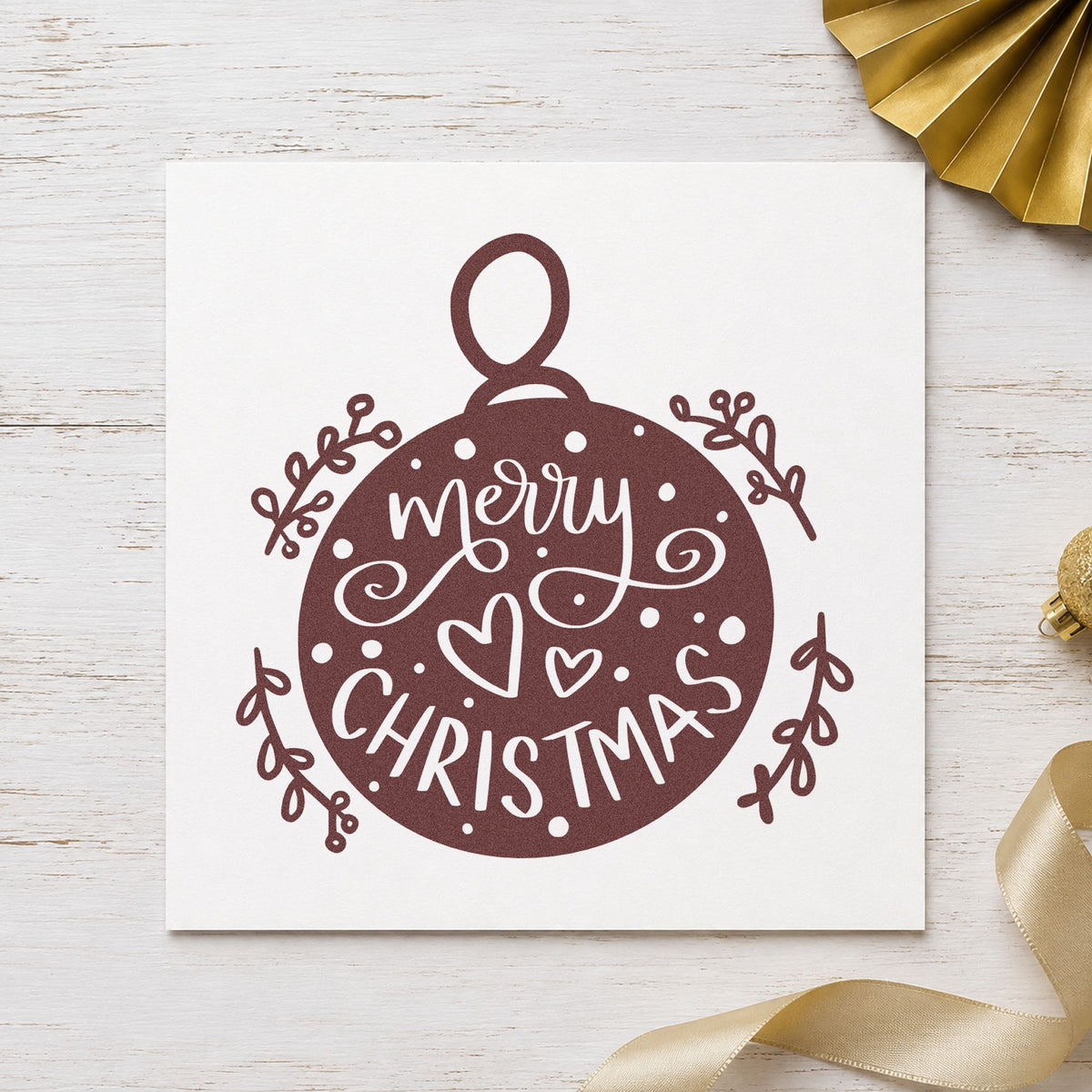 Merry Christmas Round Ornament Slim Pre-Inked Stamp in use 4
