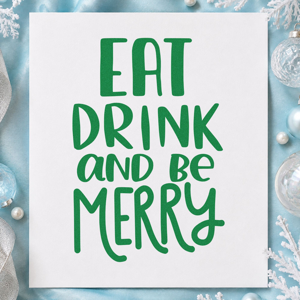 Eat Drink And Be Merry Rubber Stamp – Duo Hand in use 3