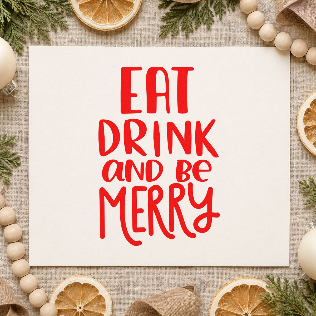 Eat Drink And Be Merry Rubber Stamp – Duo Hand in use 5