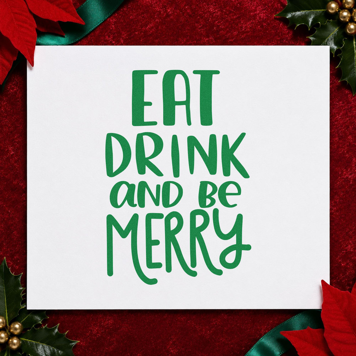 Eat Drink And Be Merry Rubber Stamp – Duo Hand in use 6