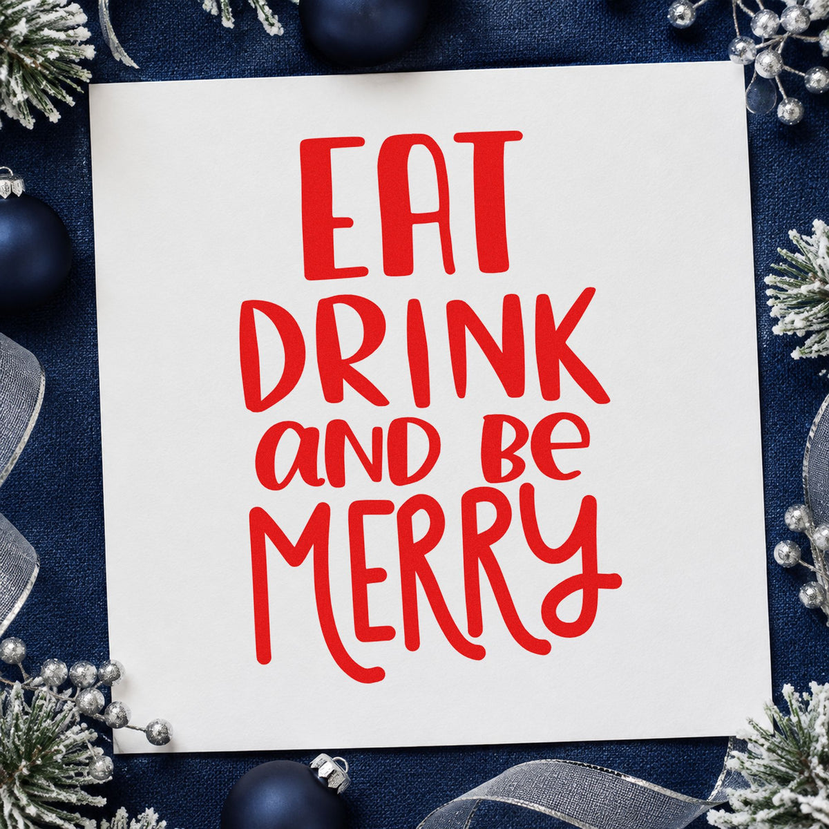 Eat Drink And Be Merry Rubber Stamp – Duo Hand in use 7