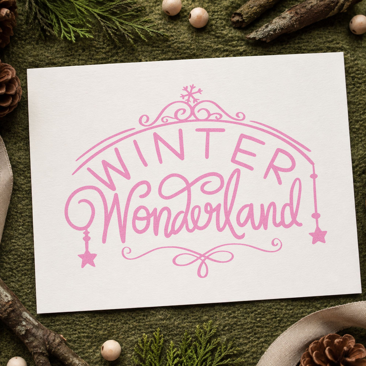 Duo Hand Winter Wonderland Ornate Arch Rubber Stamp in use 10