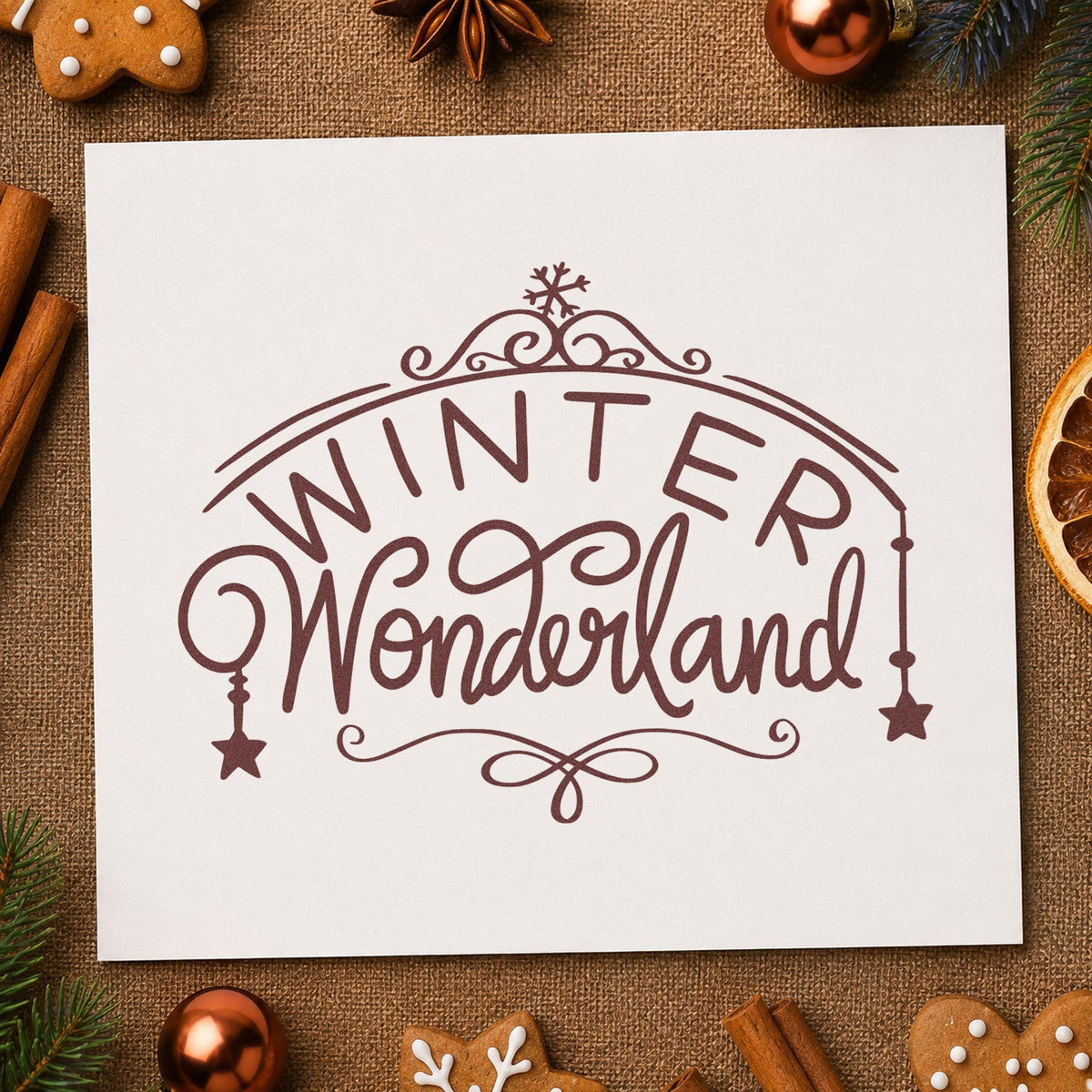 Duo Hand Winter Wonderland Ornate Arch Rubber Stamp in use 4