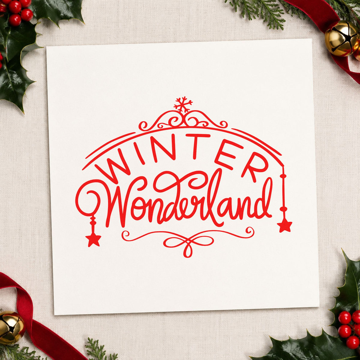 Duo Hand Winter Wonderland Ornate Arch Rubber Stamp in use 7