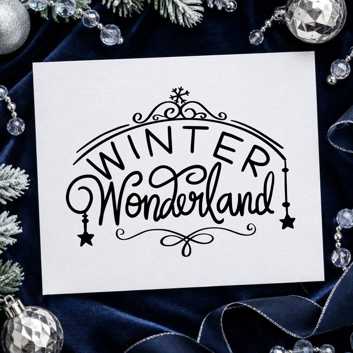 Duo Hand Winter Wonderland Ornate Arch Rubber Stamp in use 9