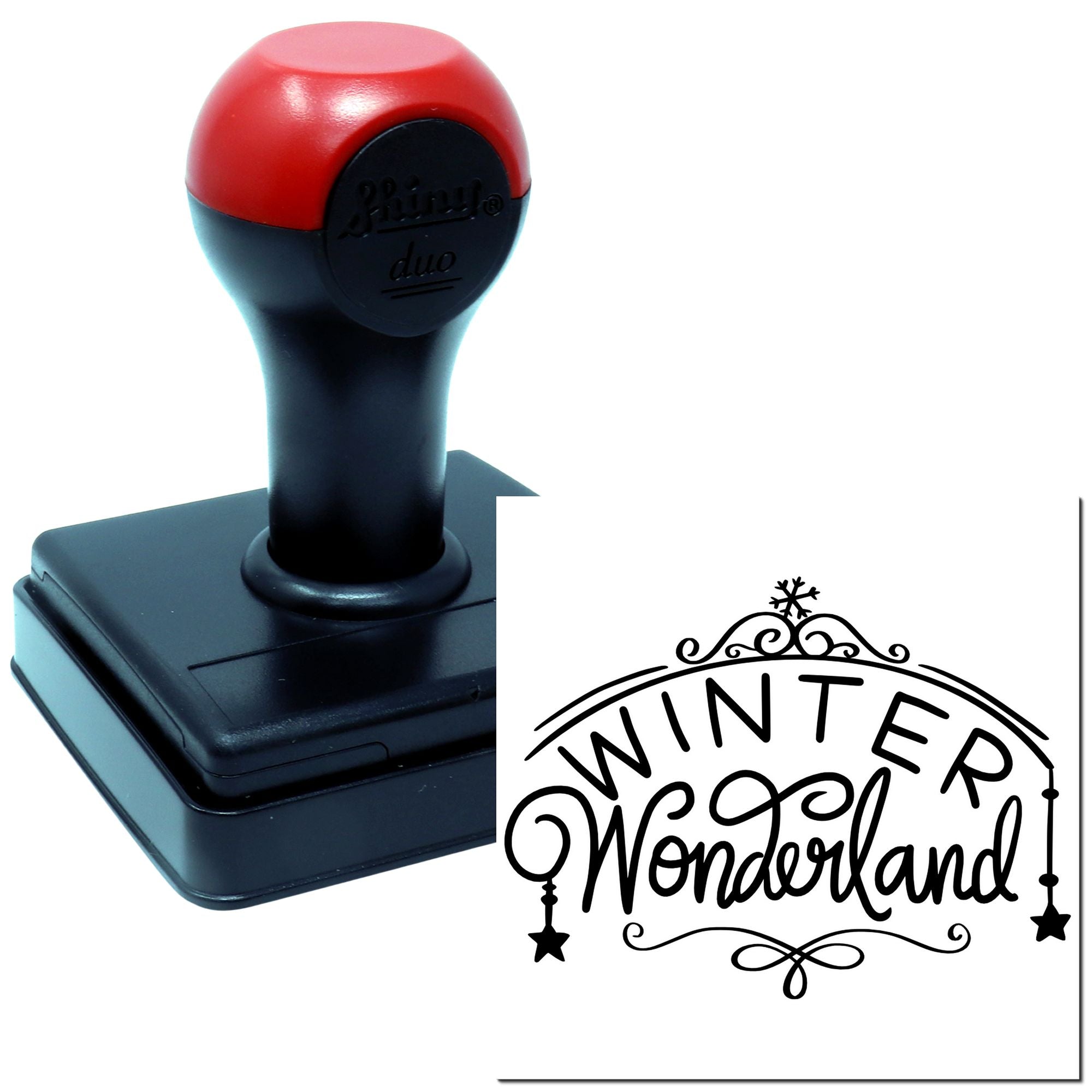 Winter Wonderland self-inking rubber stamp with decorative holiday impression for cards, crafts, and seasonal packaging.